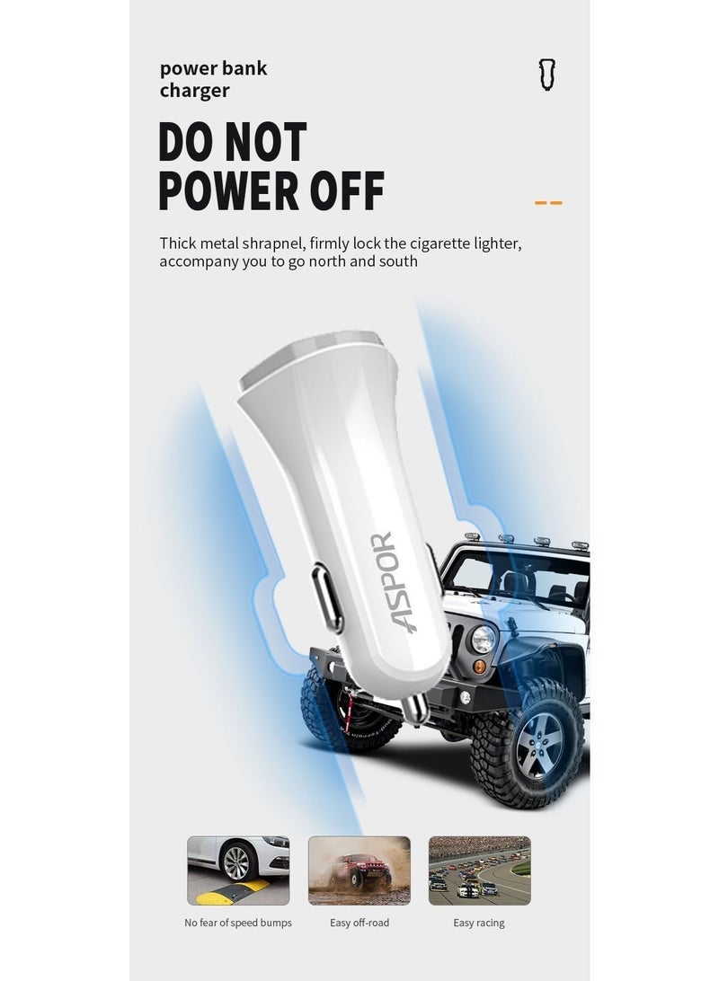 أسبور شاحن سيارة ASPOR A907 بقوة 38 واط – شحن سريع ومزدوج المنافذ 🔋 - Image 2